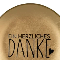 Ablage für Kleingeld & Schmuck - Ein herzliches DANKE, runder Glasteller gold