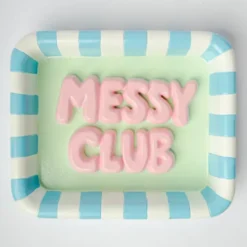 Ablageschale eckig mit Schriftzug "Messy Club" für kleine Utensilien