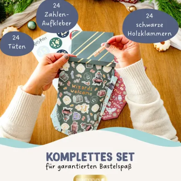 Adventskalender Tüten Harry Potter – 24 Papiertüten mit Klammern