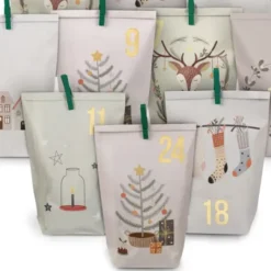 Adventskalender Winterweihnacht - 24 Tüten mit Klammern