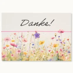 Armband Karte - Danke, Anhänger Blume vergoldet 18K