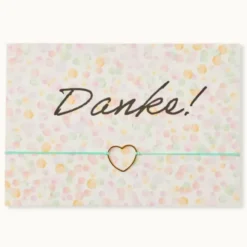 Armband Karte - Danke dots, Anhänger Herz vergoldet 18K