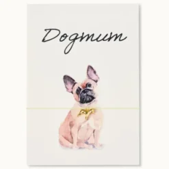 Armband Karte - Dogmum, Anhänger Hund Französische Bulldoge vergoldet 18K