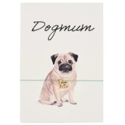 Armband Karte - Dogmum, Anhänger Hund Mops vergoldet 18K