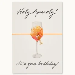 Armband Karte - Holy Aperoly it's your Birthday, Anhänger Aperolglas vergoldet 18K