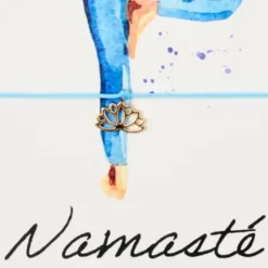 Armband Karte - Namasté, Lotusblume Anhänger vergoldet 18K