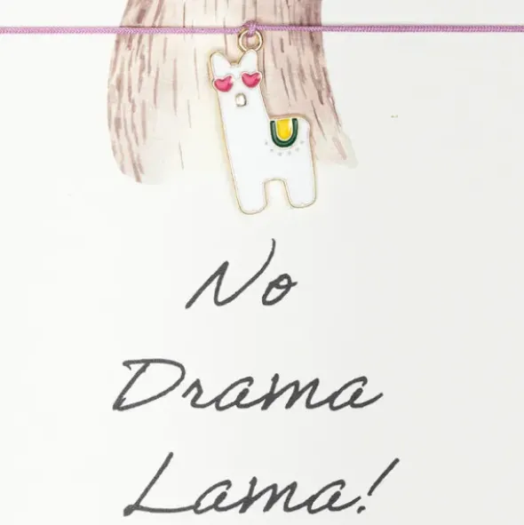 Armband Karte - No Drama Lama!, Anhänger Lama vergoldet 18K