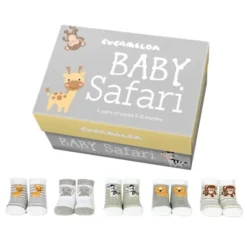 Babysocken - Geschenkbox BABY SAFARI (5 Sockenpaare) 0-12 Monate