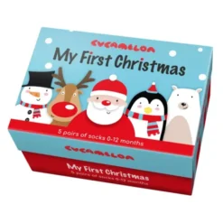 Babysocken - Geschenkbox MY FIRST CHRISTMAS (5 Sockenpaare) 0-12 Monate