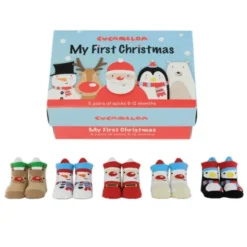 Babysocken - Geschenkbox MY FIRST CHRISTMAS (5 Sockenpaare) 0-12 Monate