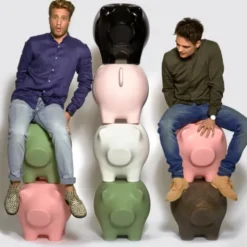 Beistelltisch Schwein SidePig, grau stone