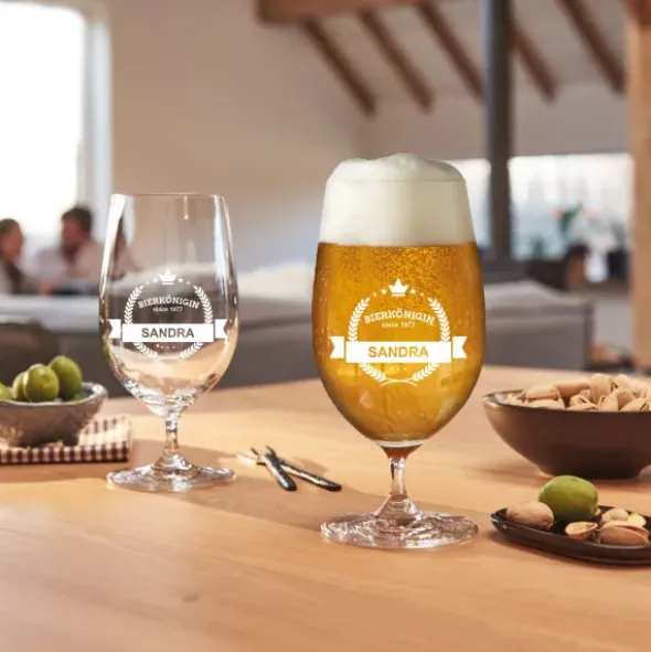 Bierglas graviert - BIERKÖNIGIN mit Name und Geburtsjahr