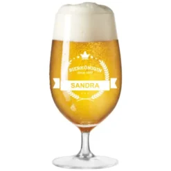 Bierglas graviert - BIERKÖNIGIN mit Name und Geburtsjahr