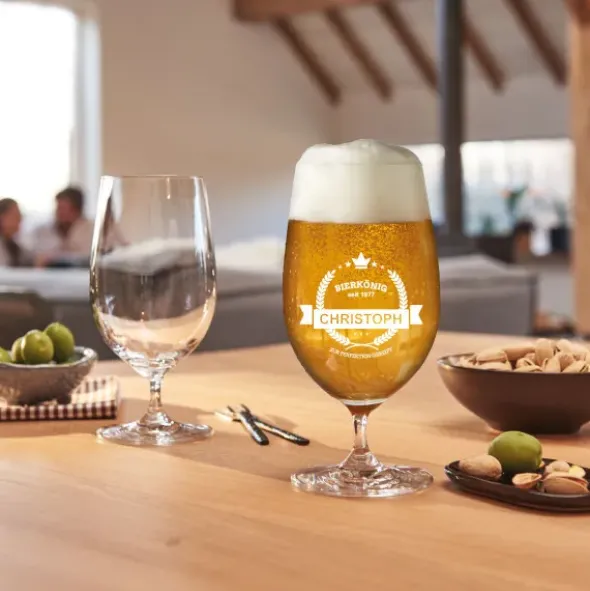 Bierglas graviert - BIERKÖNIG mit Name und Geburtsjahr