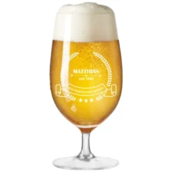Bierglas graviert - GEREIFT mit Name und Geburtsjahr