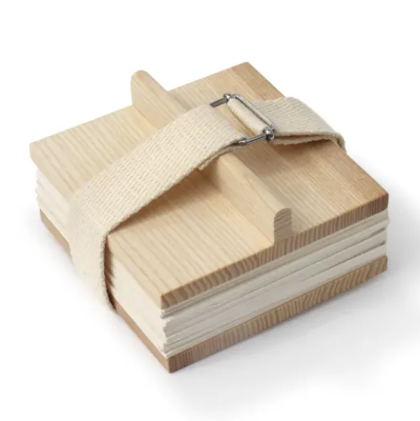Blütenpresse To Go - Holz Blumenpresse mit Gurtband beige natur