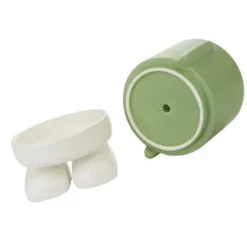 Blumentopf MR. STANDY mit integriertem Wasserauffang, Keramik grün-weiß