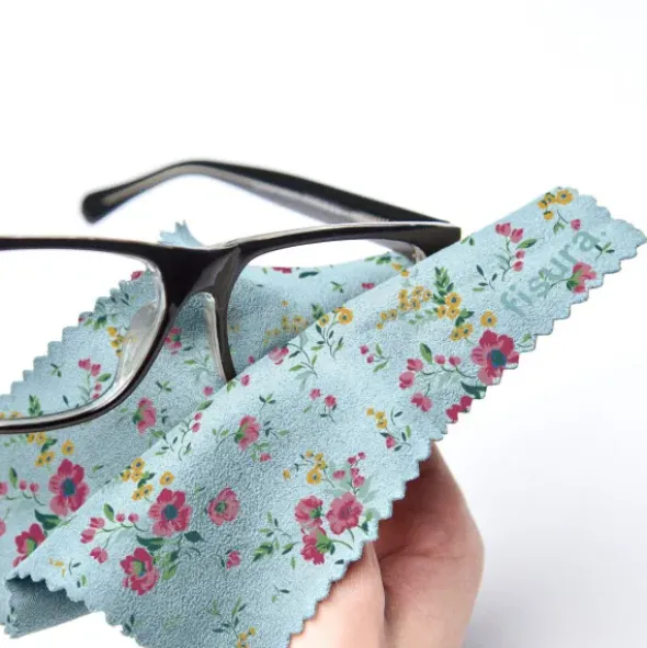 Brillenputztuch Microfaser, Blumen 14,5 x 14,5 cm
