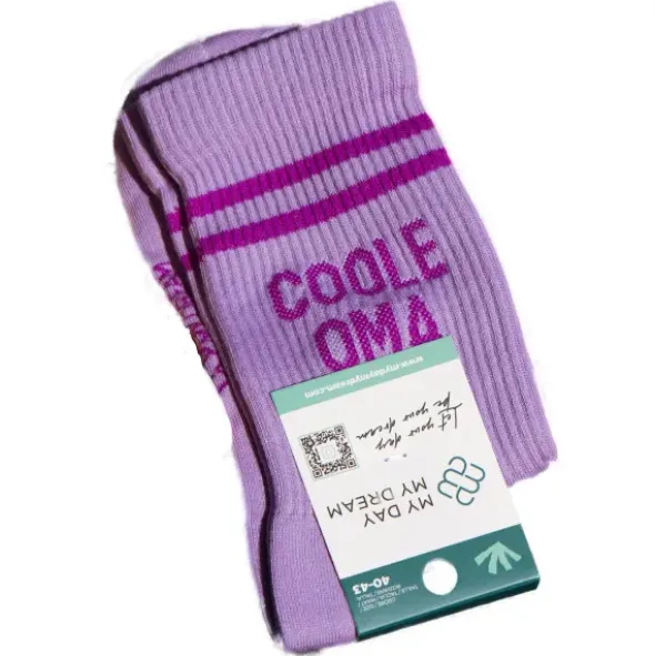Damensocken COOLE OMA Gr. 40-43 lila Socken mit Schriftzug für coole Omas