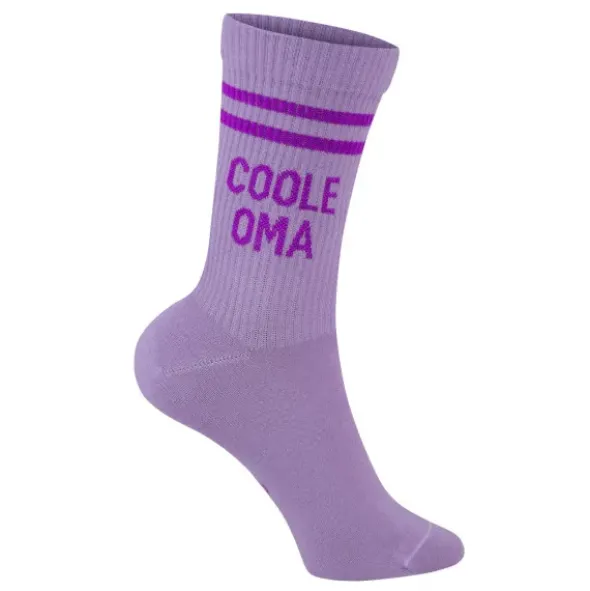 Damensocken COOLE OMA Gr. 40-43 lila Socken mit Schriftzug für coole Omas