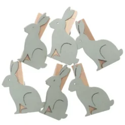 Dekoklammern Hase - 6 Mini-Holzdekoclips