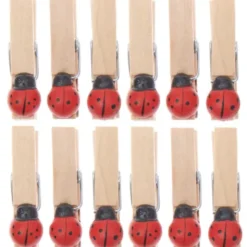 Dekoklammern Marienkäfer - 12 Mini-Holzdekoclips