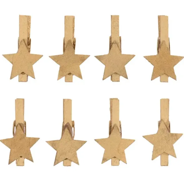 Dekoklammern Weihnachten - 8 Mini-Holzklammern Sterne