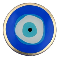 Dekoteller für Schmuck & Schlüssel Blaues Auge – runder Glasteller