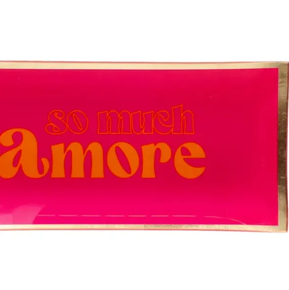 Dekoteller für Schmuck & Schlüssel "so much amore" – eckiger Glasteller