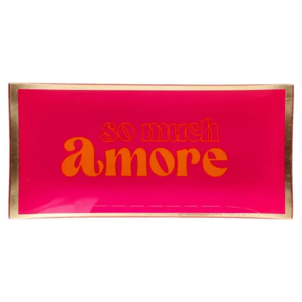 Dekoteller für Schmuck & Schlüssel "so much amore" – eckiger Glasteller
