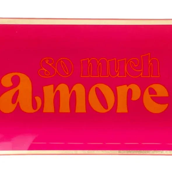 Dekoteller für Schmuck & Schlüssel "so much amore" – eckiger Glasteller