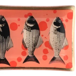 Dekoteller für Schmuck & Schlüssel Fische – eckiger Glasteller