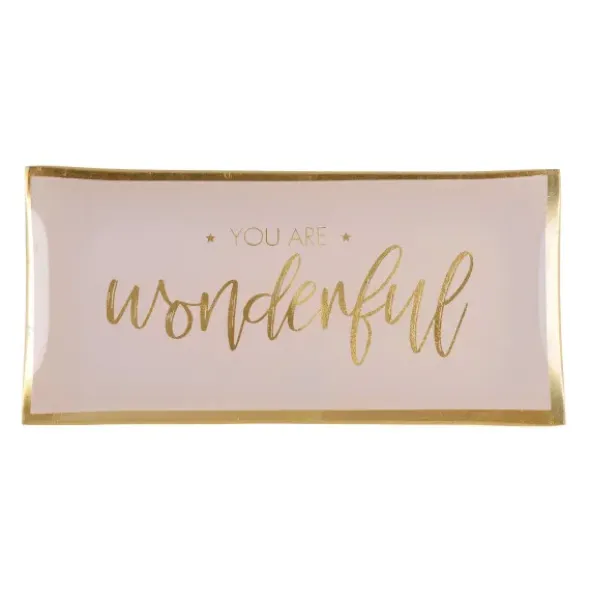 Dekoteller für Schmuck & Schlüssel "you are wonderful" – eckiger Glasteller