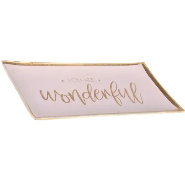 Dekoteller für Schmuck & Schlüssel "you are wonderful" – eckiger Glasteller