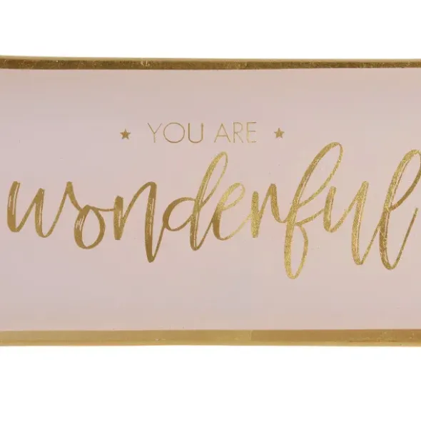 Dekoteller für Schmuck & Schlüssel "you are wonderful" – eckiger Glasteller