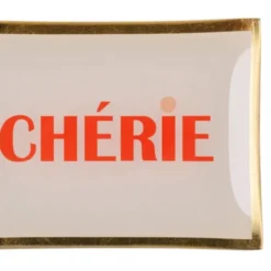 Dekoteller für Schmuck und Schlüssel "Chérie" – eckiger Glasteller in roségold