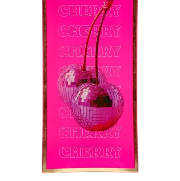 Dekoteller für Schmuck und Schlüssel Kirsche – eckige Glasteller, pink