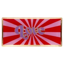 Dekoteller für Schmuck und Schlüssel "Love" – eckiger Glasteller