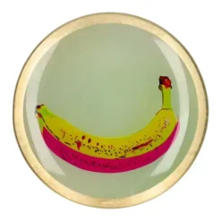 Dekoteller für Scmuck & Schlüssel mit Bananenmotiv – runder Glasteller