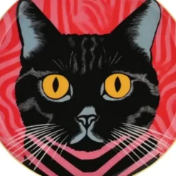 Dekoteller Katze – runde Schmuckablage aus Metall