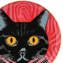 Dekoteller Katze – runde Schmuckablage aus Metall