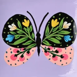 Dekoteller Schmetterling aus Mangoholz – eckige Schmuckschale lila