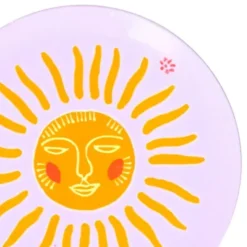 Dekoteller Sonne – runde Schmuckschale aus Mangoholz in lila gelb