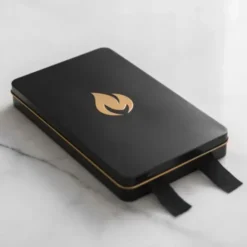 Design Löschdecke in Metalldose - Wandhalterung, schwarz/gold