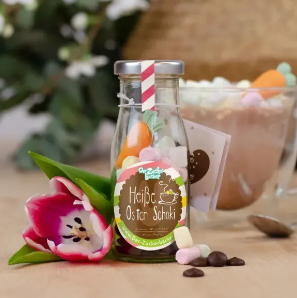DIY Flasche Heiße Oster Schoki - Glasfläschchen mit Schokodrops & Marshmallows