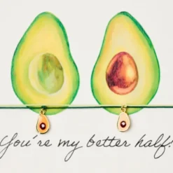 Doppel Armband Karte - better half!, 2x Anhänger Avocado vergoldet 18K