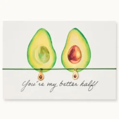 Doppel Armband Karte - better half!, 2x Anhänger Avocado vergoldet 18K