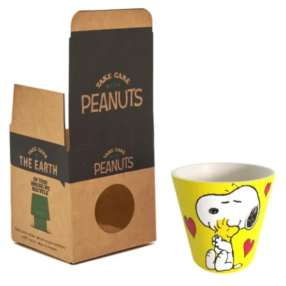 Espressotasse Snoopy aus Kunststoff gelb - Peanuts Espressobecher LOVE