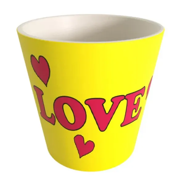 Espressotasse Snoopy aus Kunststoff gelb - Peanuts Espressobecher LOVE