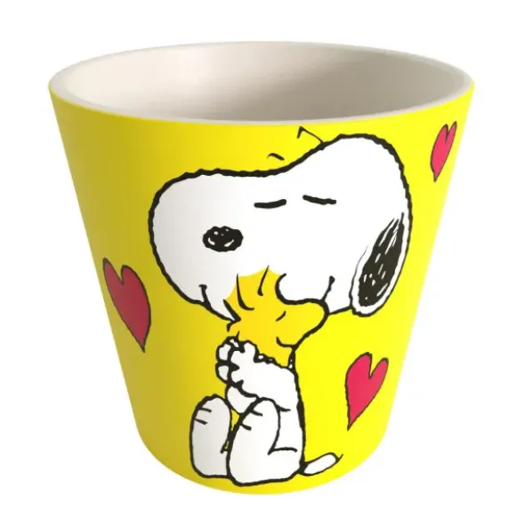 Espressotasse Snoopy aus Kunststoff gelb - Peanuts Espressobecher LOVE